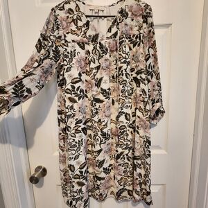 LOFT size L Floral Long Sleeve Dress